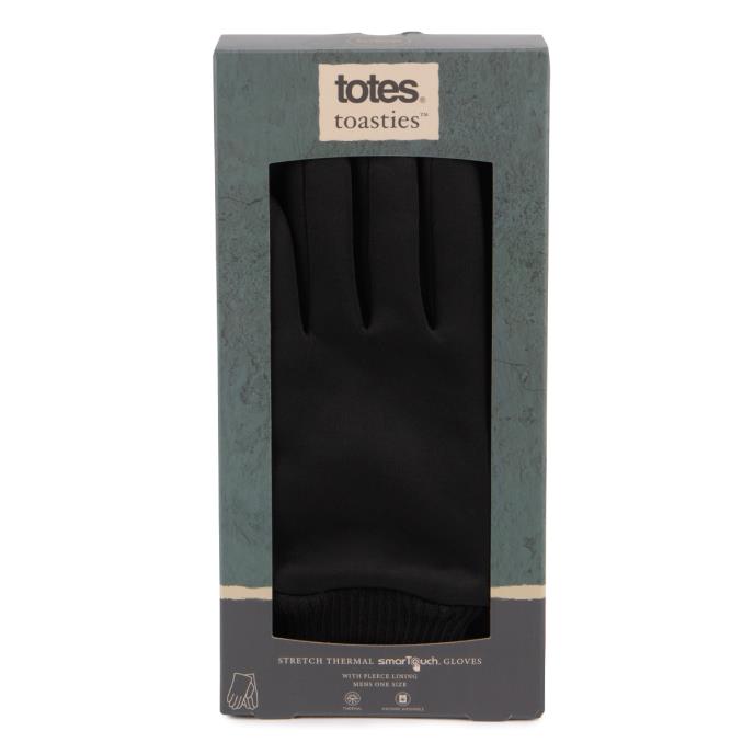 totes toasties® Mens Thermal Double Lined Knitted SmarTouch Gloves Black Extra Image 3